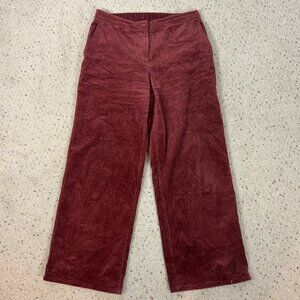 Eileen Fisher Rust Red Corduroy Pants Wide Leg Organic Cotton Size Large Women's